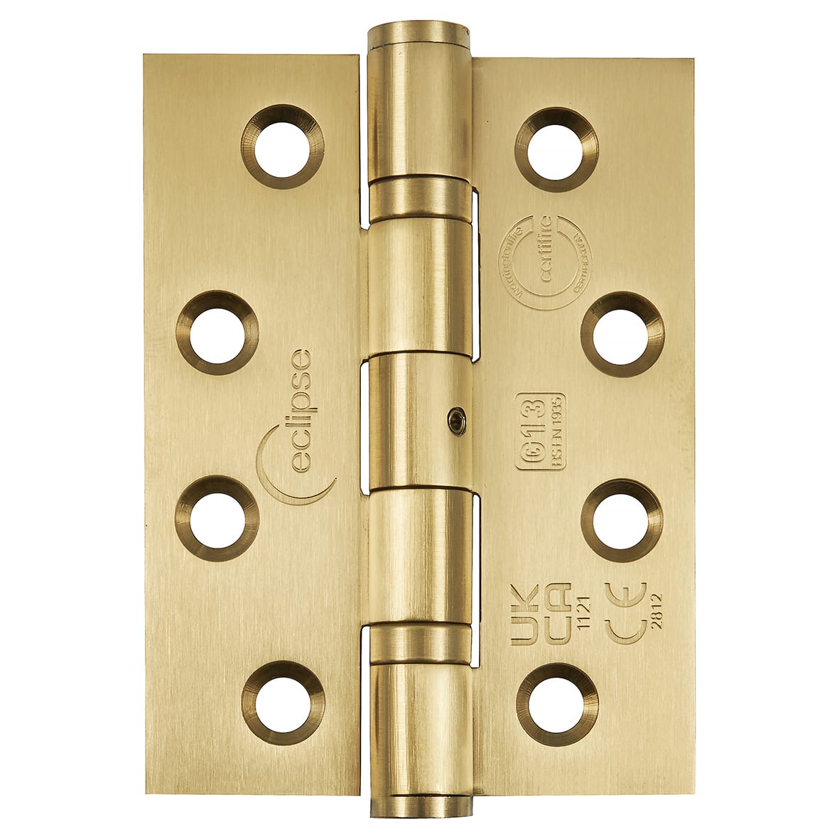 Ball Bearing Grade 13 Butt Fire Door Hinge - 102 x 76 x 3mm - Satin Brass - Pack of 3