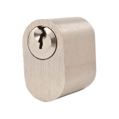6 Pin Scandinavian Oval Cylinder - External - Anti-Drill - Polished Nickel