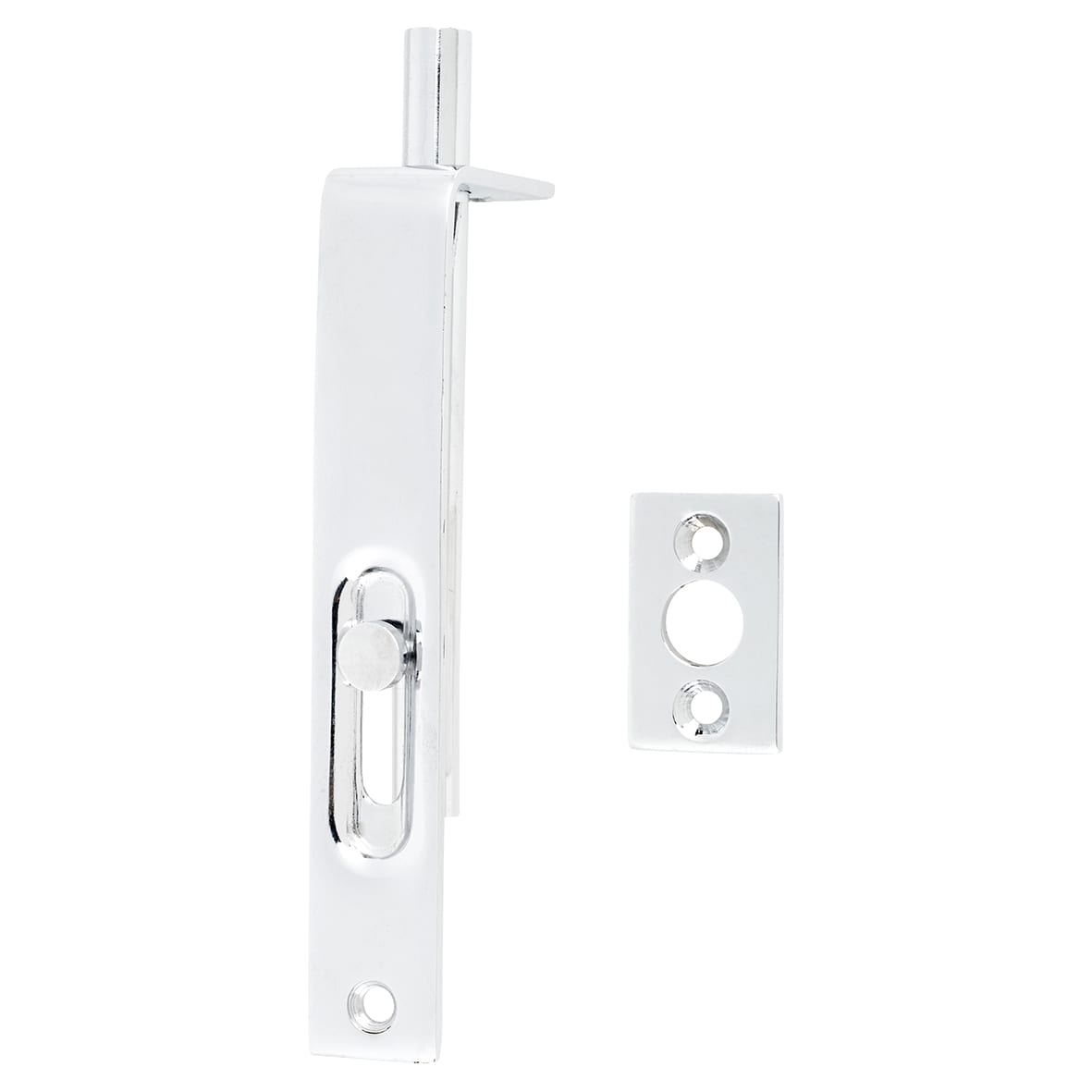Slide Action Flush Bolt - 102 x 16mm - Polished Chrome