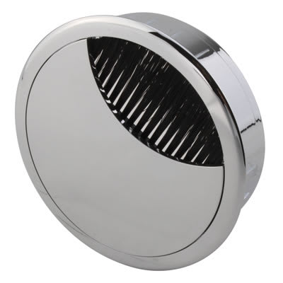 Round Cable Tidy Grommet - 80mm Hole Size - Polished Chrome