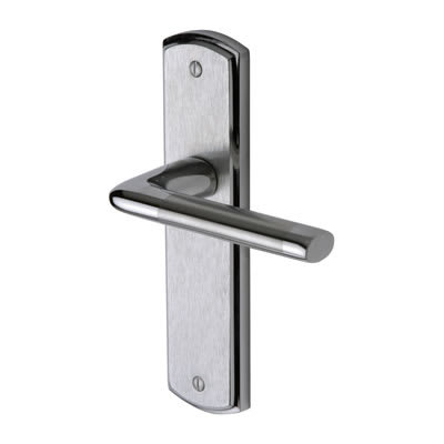 Satin Chrome Latch Door Handles - Lena Range - 190 x 48mm