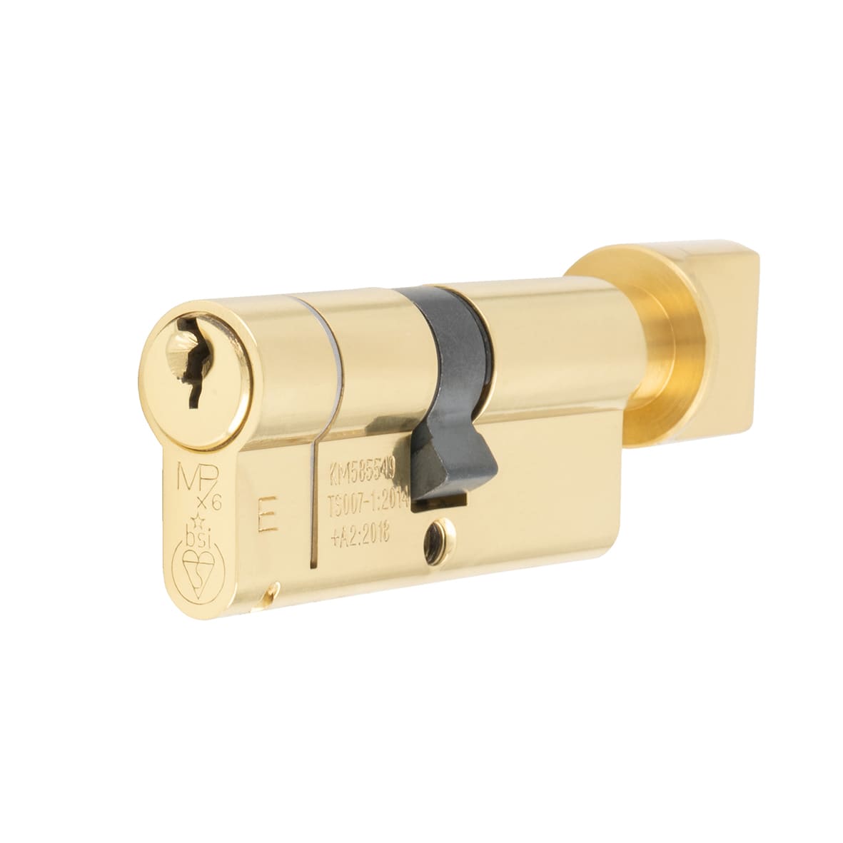 1 Star 6 Pin 70mm Euro Thumbturn Cylinder - 35 + 35mm - Polished Brass - Keyed to Differ 005241P