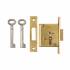 Cabinet Mortice Deadlock - 63 x 32mm - Right Hand - Polished Brass 021232P