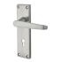 Satin Chrome Budget Straight Keyhole Door Handles - Mia Range - 153 x 42mm 516723P
