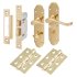 Polished Brass Victorian Summer Scroll Bathroom Lock Door Handles Pack 404404P