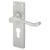 Satin Chrome Victorian Scroll Euro Lock Door Handles - 155 x 42mm 641064P