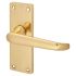 Polished Brass Victorian Straight Latch Door Handles - Short Plate - 118 x 42mm 299564P