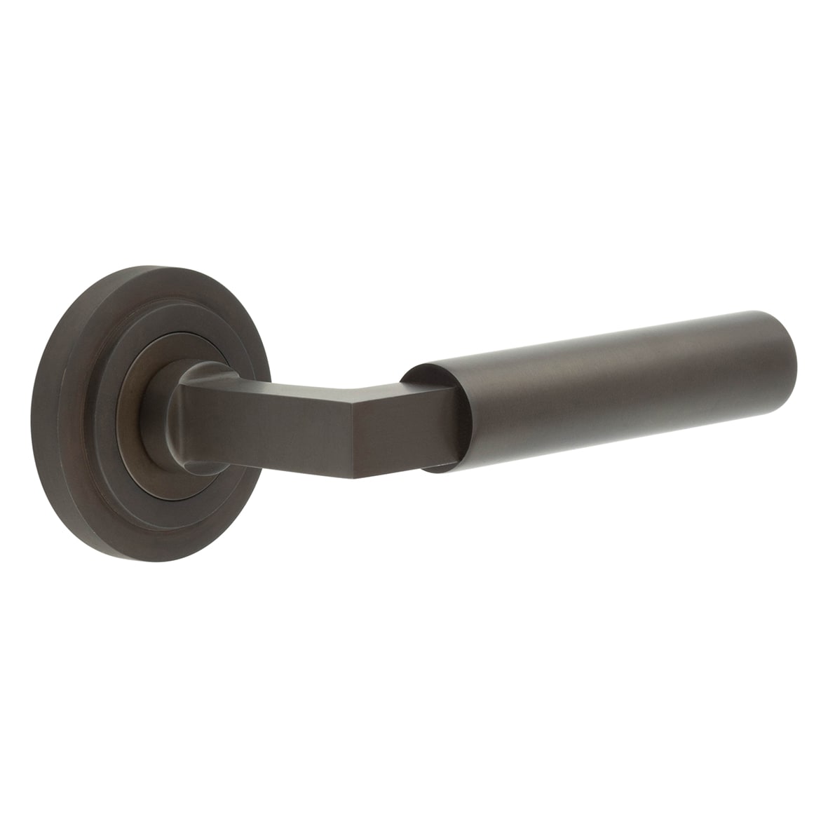 Dark Bronze Fire Rated Door Handles on Round Stepped Rose - Westminster Range 561405P