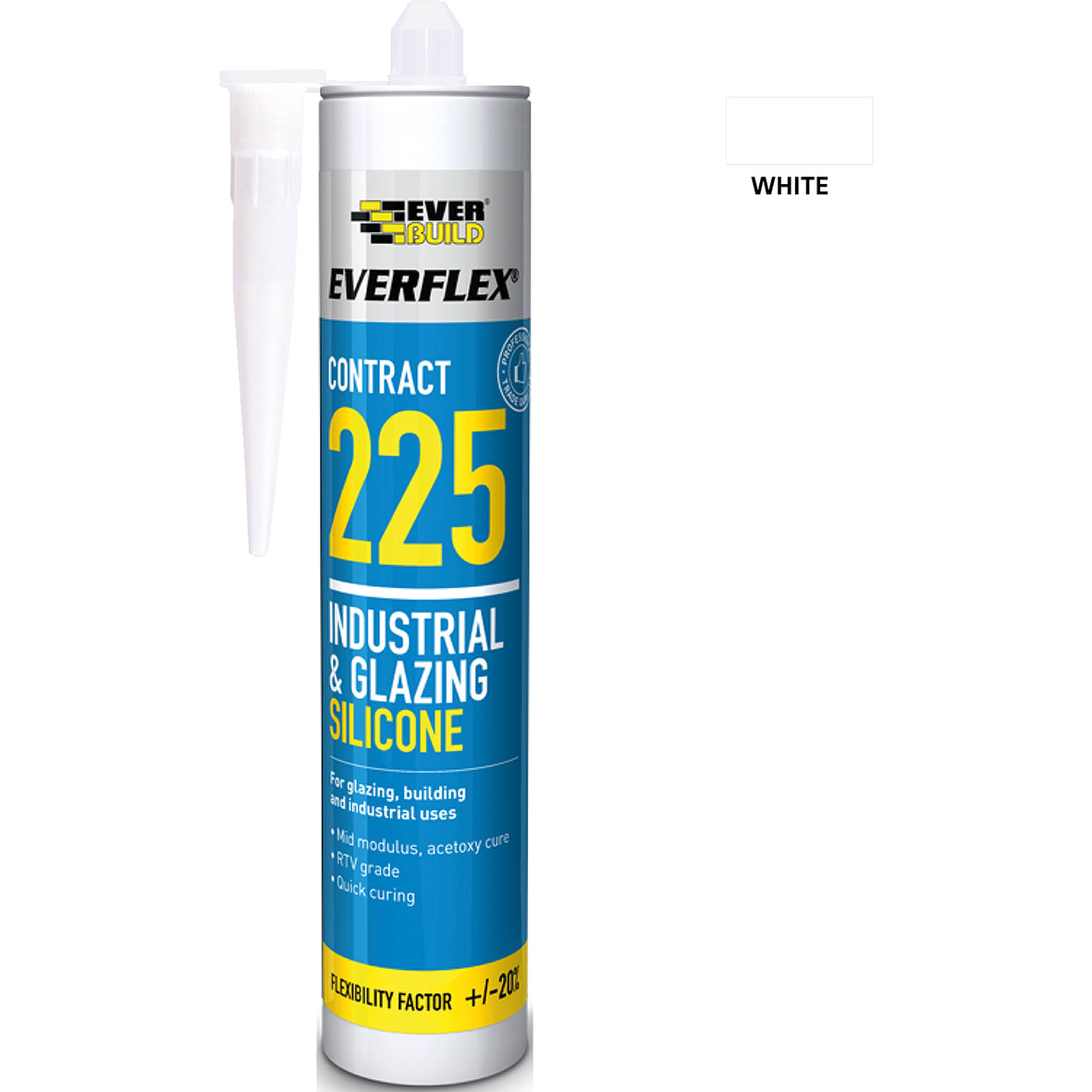 Everflex 225 Contract Industrial & Glazing Silicone Sealant - 295ml - White 615995P