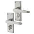 Satin Chrome Budget Straight Privacy Door Handles - Short Plate - Mia Range - 114 x 42mm 208837P