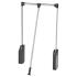 Double Pull Down Soft Close Wardrobe Rail Lift - 830-1150mm - Max Weight 12kg - Black/Chrome 498428P