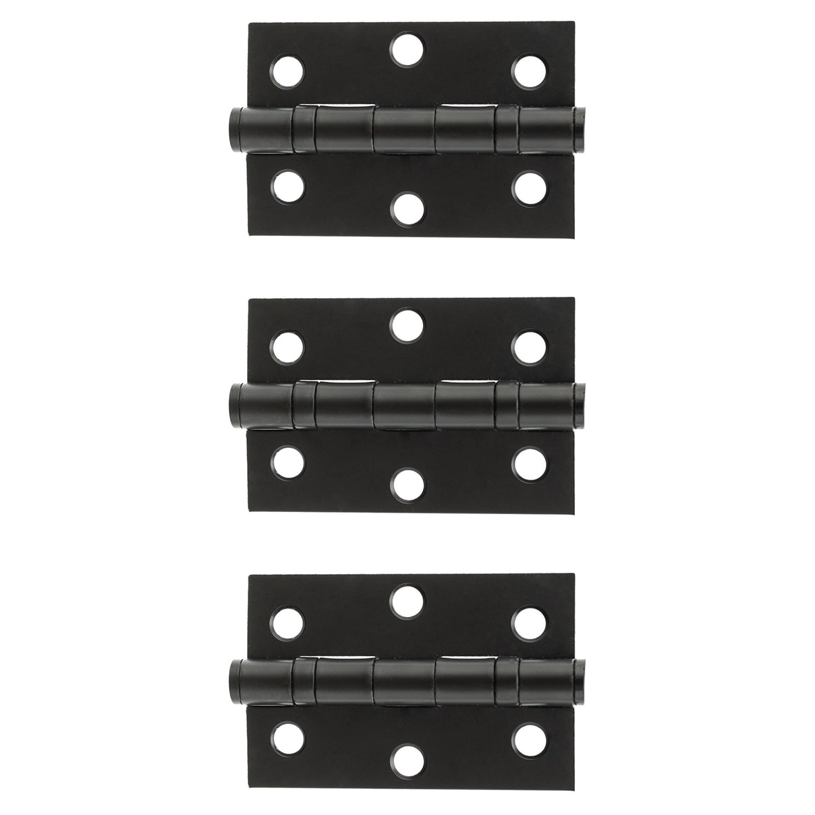 Twin Ball Bearing Hinge - 76 x 49 x 2mm - Matt Black - Pack of 3