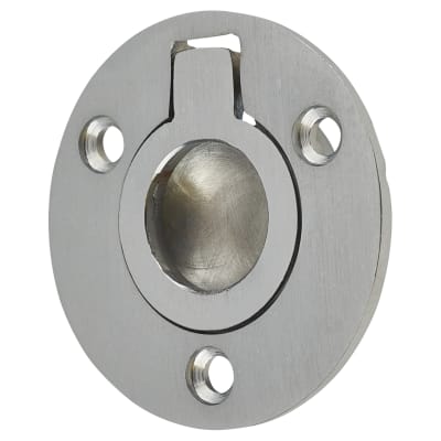 Round Flush Ring Cabinet Pull Handle - 38mm Diameter - Satin Chrome