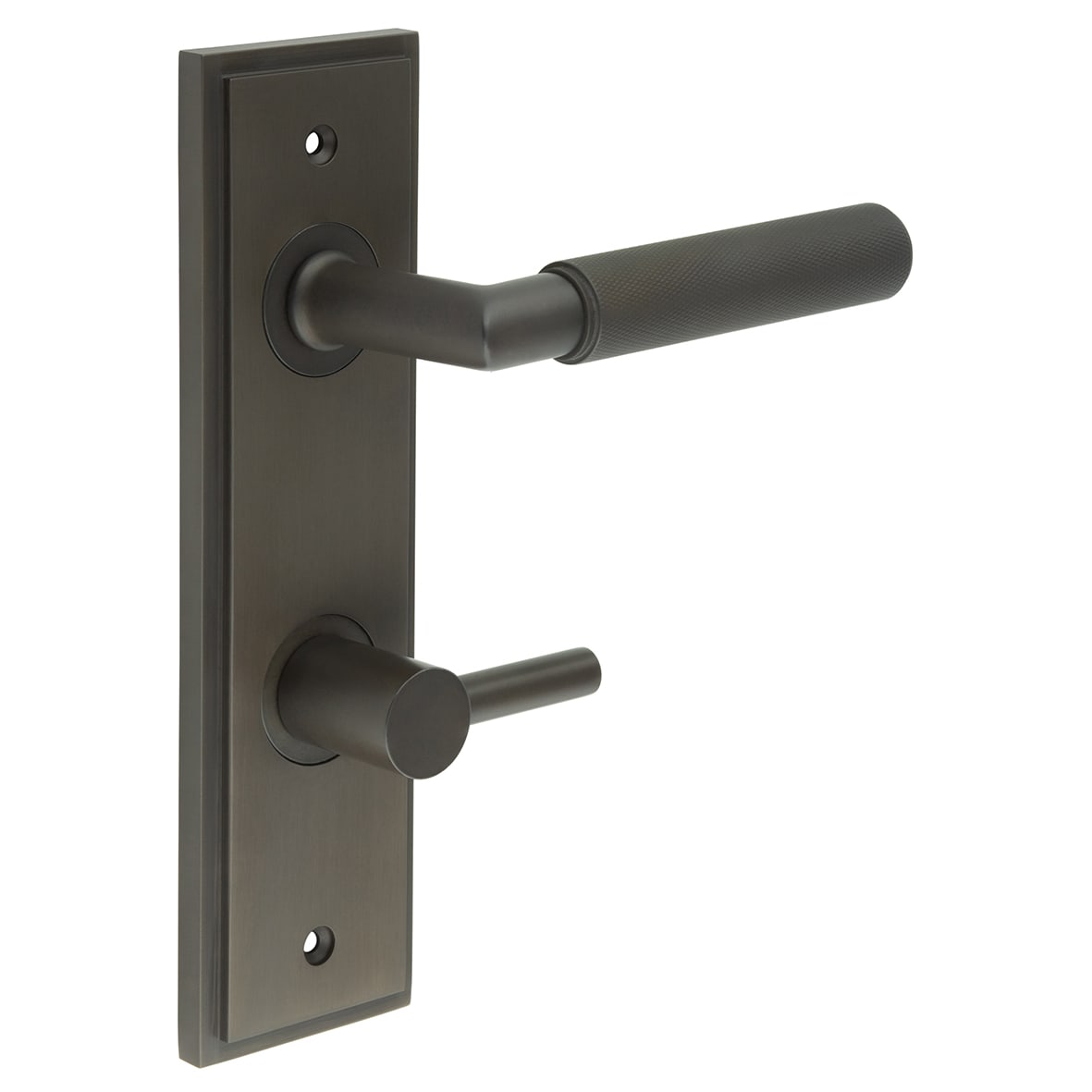 Dark Bronze Fire Rated DIN Bathroom Door Handles - Piccadilly - Inner 3 - 200 x 55mm