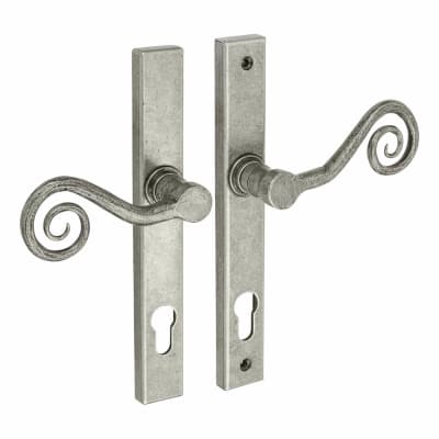 Pewter Monkey Tail Multipoint Euro Lock Door Handles - LH - 92mm c/c