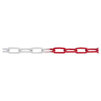 Welded Steel Chain - 6 x 42mm - 10m Length - Red/White
