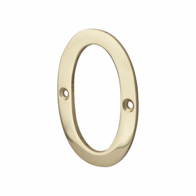 76mm Screw Fix Door Numeral - 0 - Polished Brass