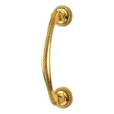 Georgian Polished Brass Rope Edge Offset Door Pull Handle - Screw Fix - 178 x 35mm