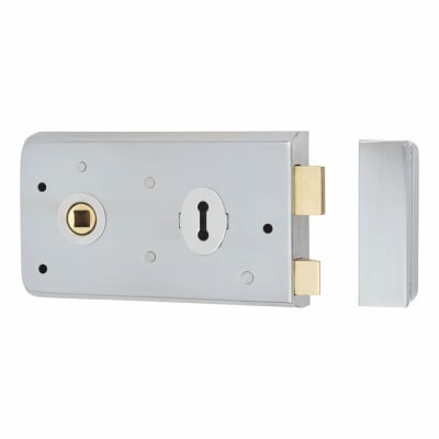 Plain Edge Rim Sashlock - 142 x 83mm - Satin Chrome