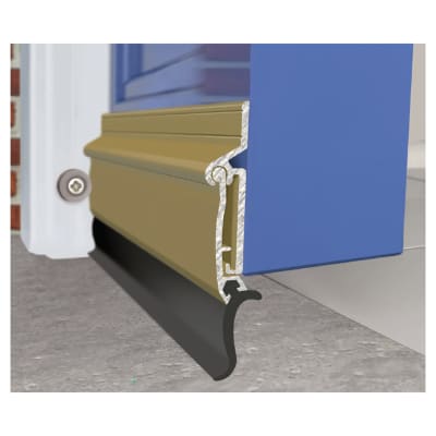 Automatic Rise & Fall Door Draught Excluder - 914mm Length - Inward Opening Doors - Gold
