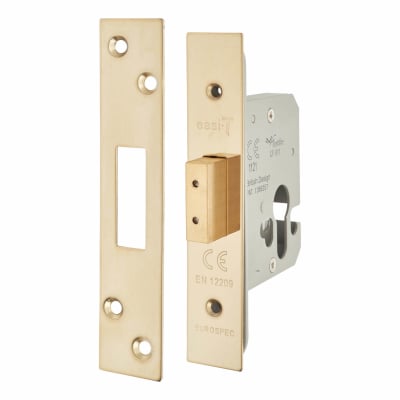 Architectural Euro Profile Deadlock - 65mm Case - 44mm Backset - PVD Brass