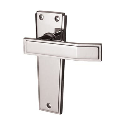 Polished Chrome Latch Door Handles - Deco Range - 153 x 50mm