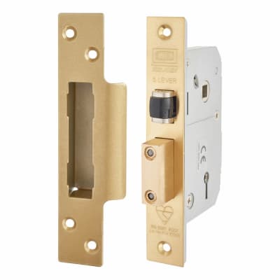 3K74:2007 5 Lever Mortice Sashlock - 67mm Case - 40mm Backset - Pol Brass
