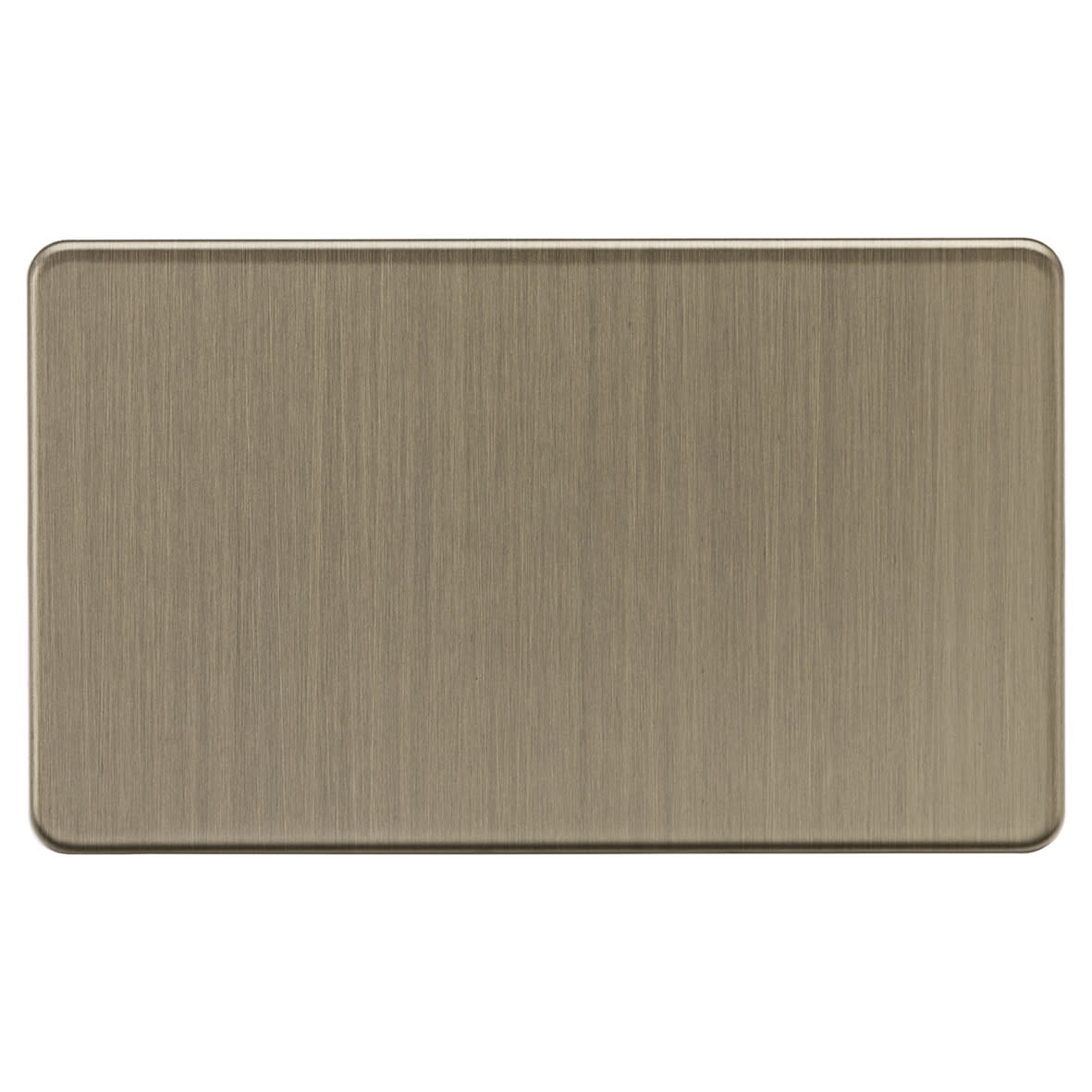 2 Gang Screwless Flat Plate Blank Plate - Antique Brass