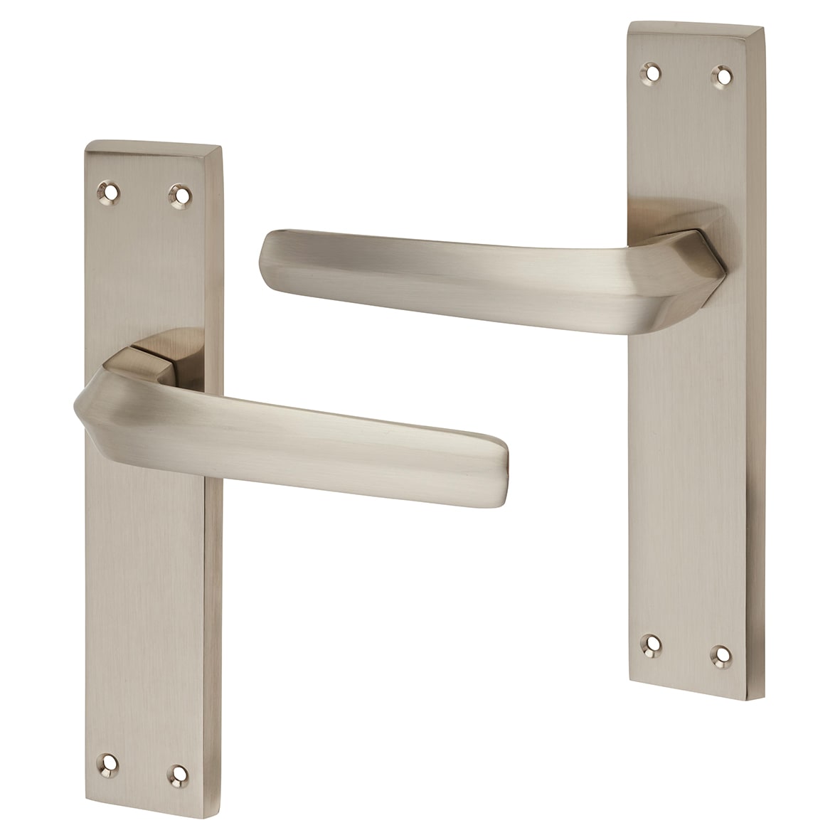 Satin Nickel Latch Door Handles - Norley Range - 200 x 42mm