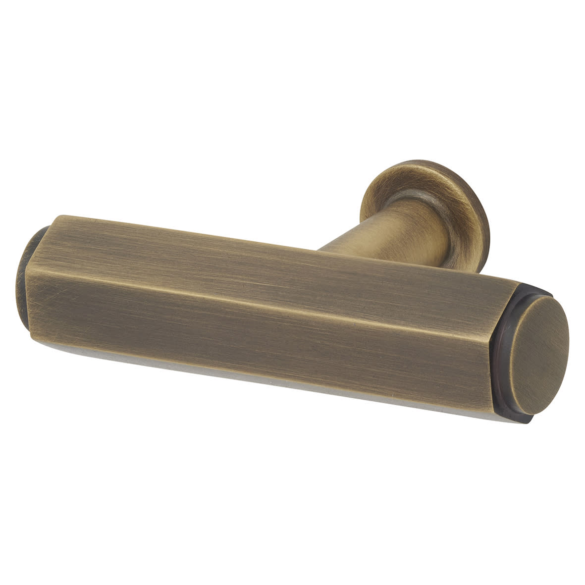 Vesper Hex 14mm T-Bar Cabinet Knob - 55 x 33mm - Antique Brass