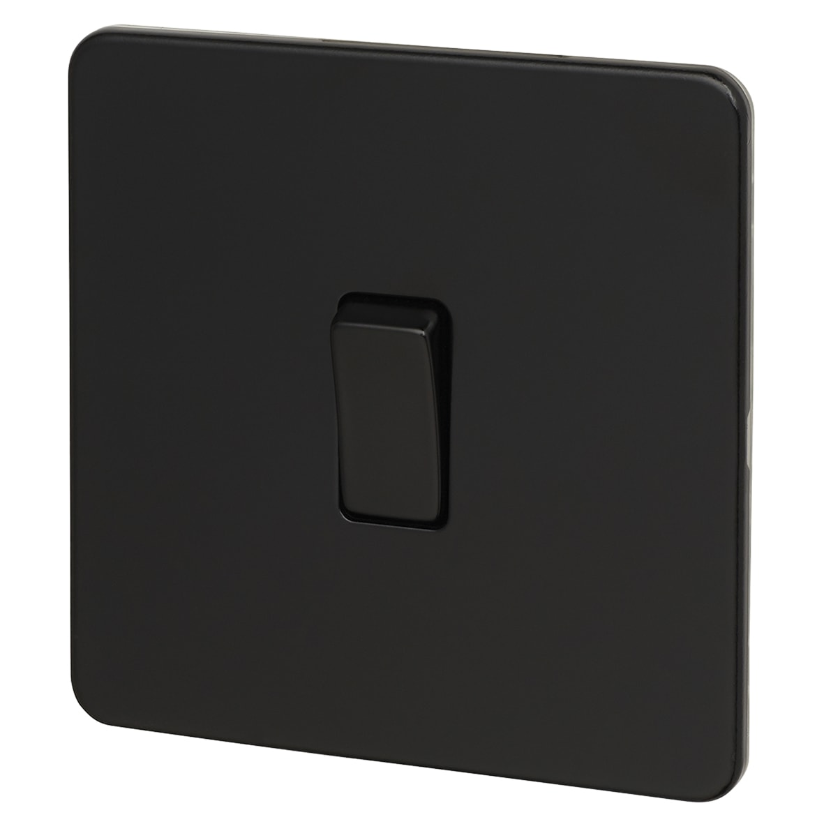 20A 1 Gang Double Pole Screwless Flat Plate Appliance Switch - Matt Black