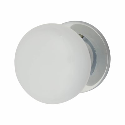 White and Chrome Designer Porcelain Mortice/Rim Door Knob - 60mm Rose Diameter