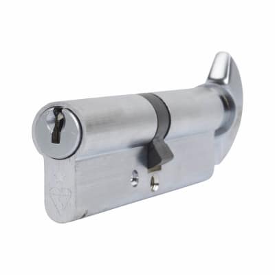 1 Star 6 Pin Kitemarked 100mm Euro Thumbturn Cylinder - 50mm Turn + 50mm - Satin Nickel