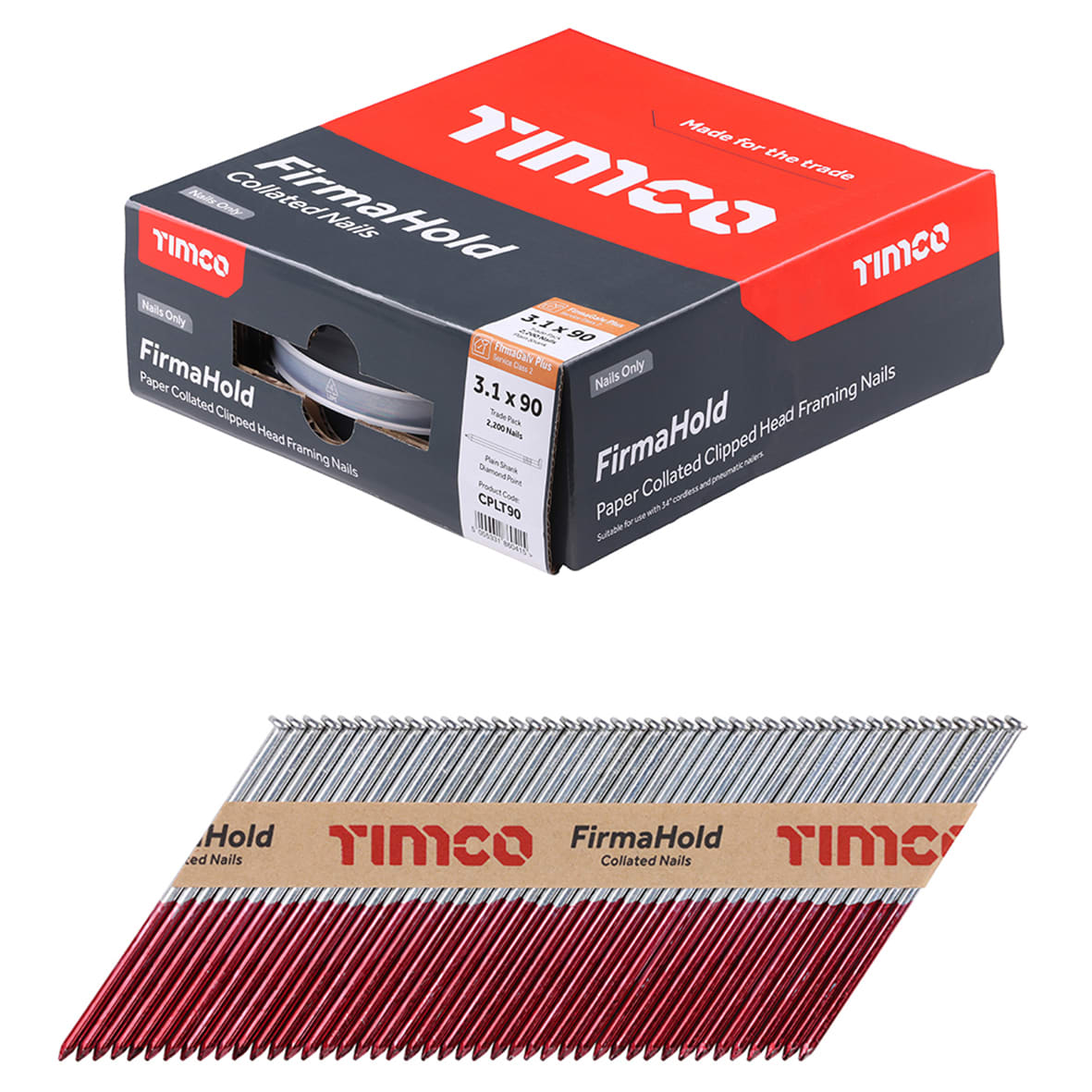 FirmaHold First Fix Nail - Plain - 34° Angled - 3.1 x 90mm - FirmaGalv+ - Pack of 2200