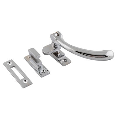 Cast Bulb End Mortice & Hook Plate Casement Window Fastener - Reversible - Polished Chrome