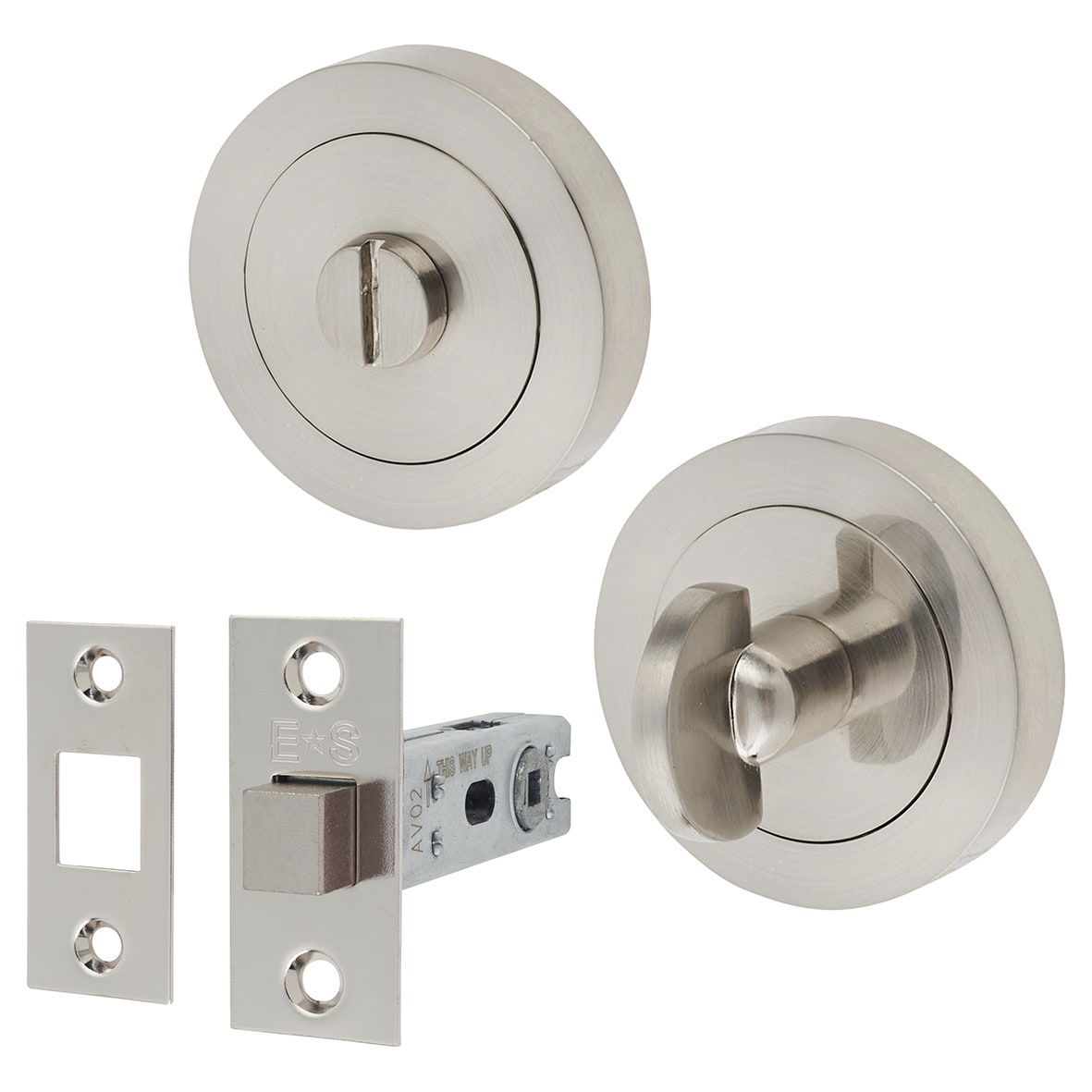 Brass Bathroom Turn & Release & Deadbolt Ultimate Kit - Satin Nickel