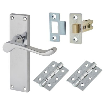 Polished Chrome Victorian Scroll Latch Door Handles Pack
