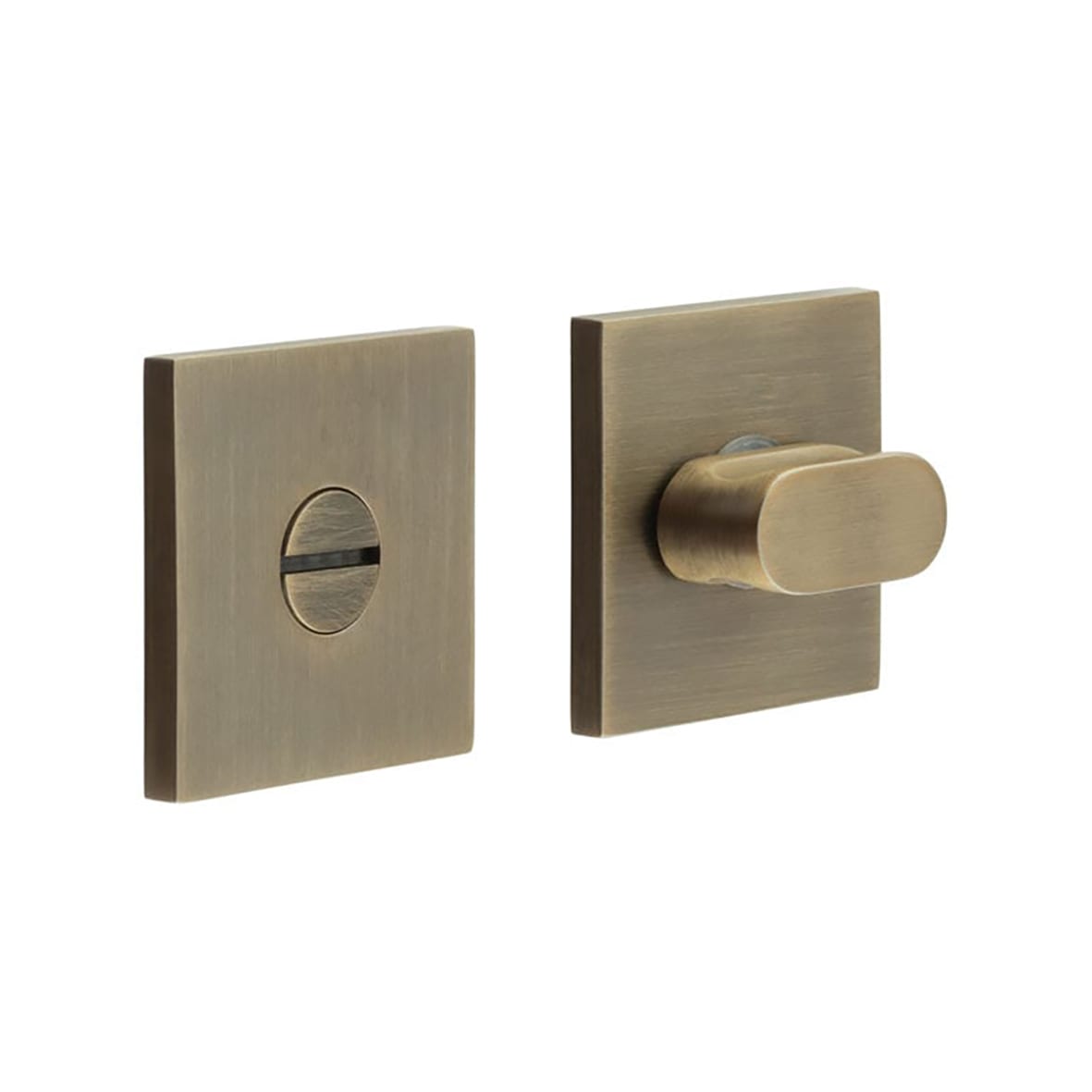 Square Bathroom Turn & Release - 54 x 54mm - Antique Brass