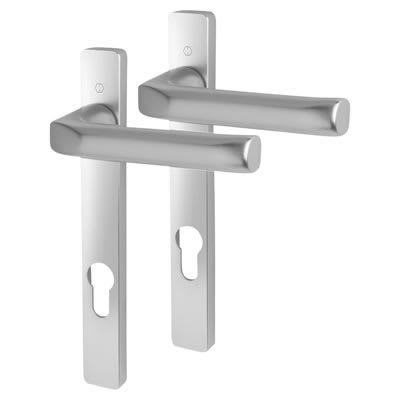 London 113/366M uPVC Multipoint Door Handle - 92mm c/c - Silver Aluminium