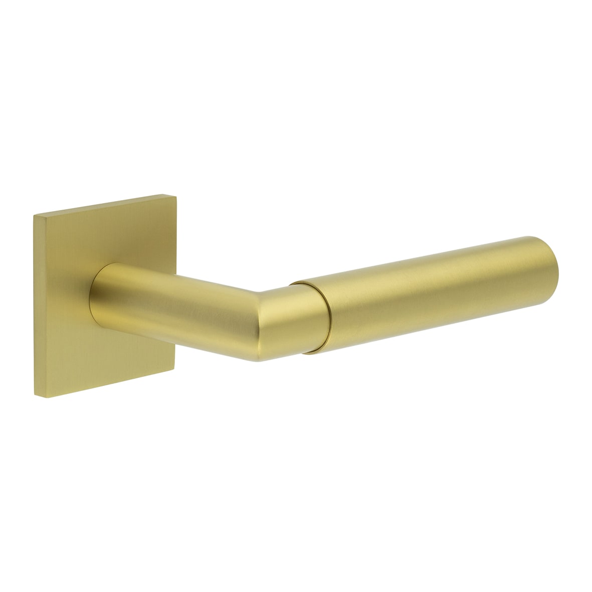 Satin Brass Unsprung Fire Rated Door Handles on Square Rose - CR-102 Range