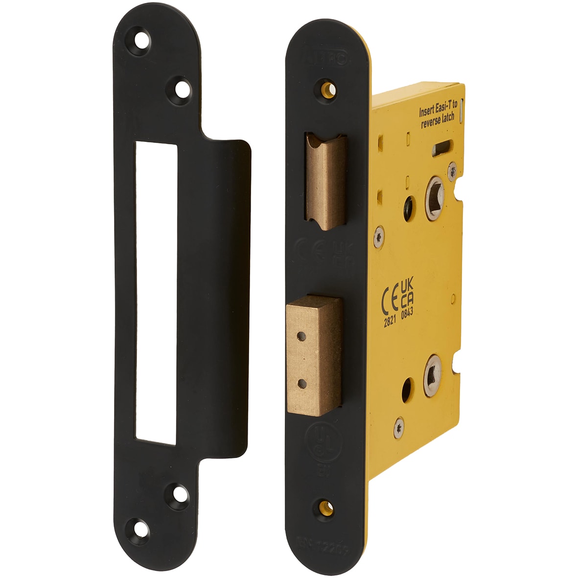Architectural Bolt Through Bathroom Lock - 78mm Case - 57mm Backset - Radius - Matt Black