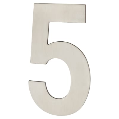 100mm Concealed Screw Fix Door Numeral - 5 - Satin Stainless Steel