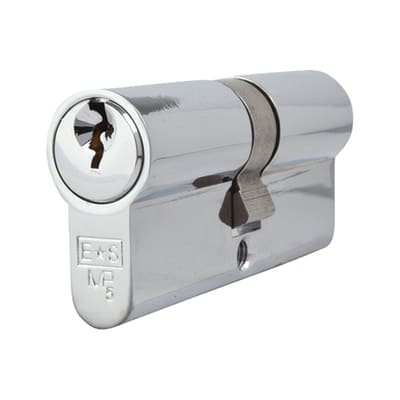 5 Pin 70mm Euro Double Cylinder - 35 + 35mm - Polished Chrome - Keyed Alike