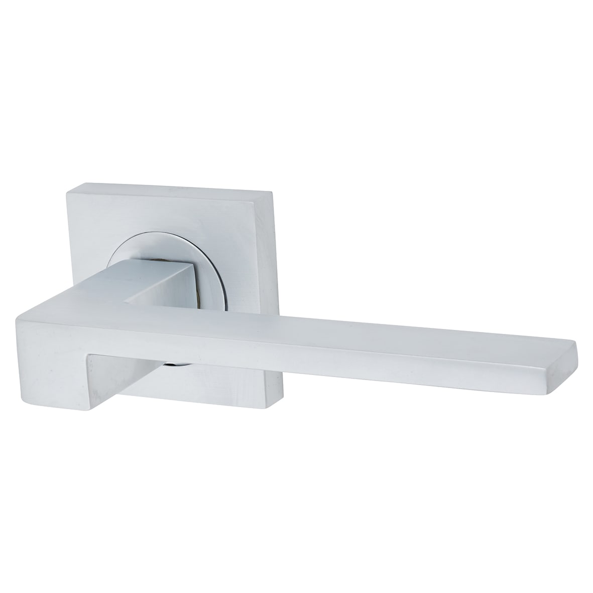 Brass Satin Chrome Door Handles on Square Rose - Equi Range