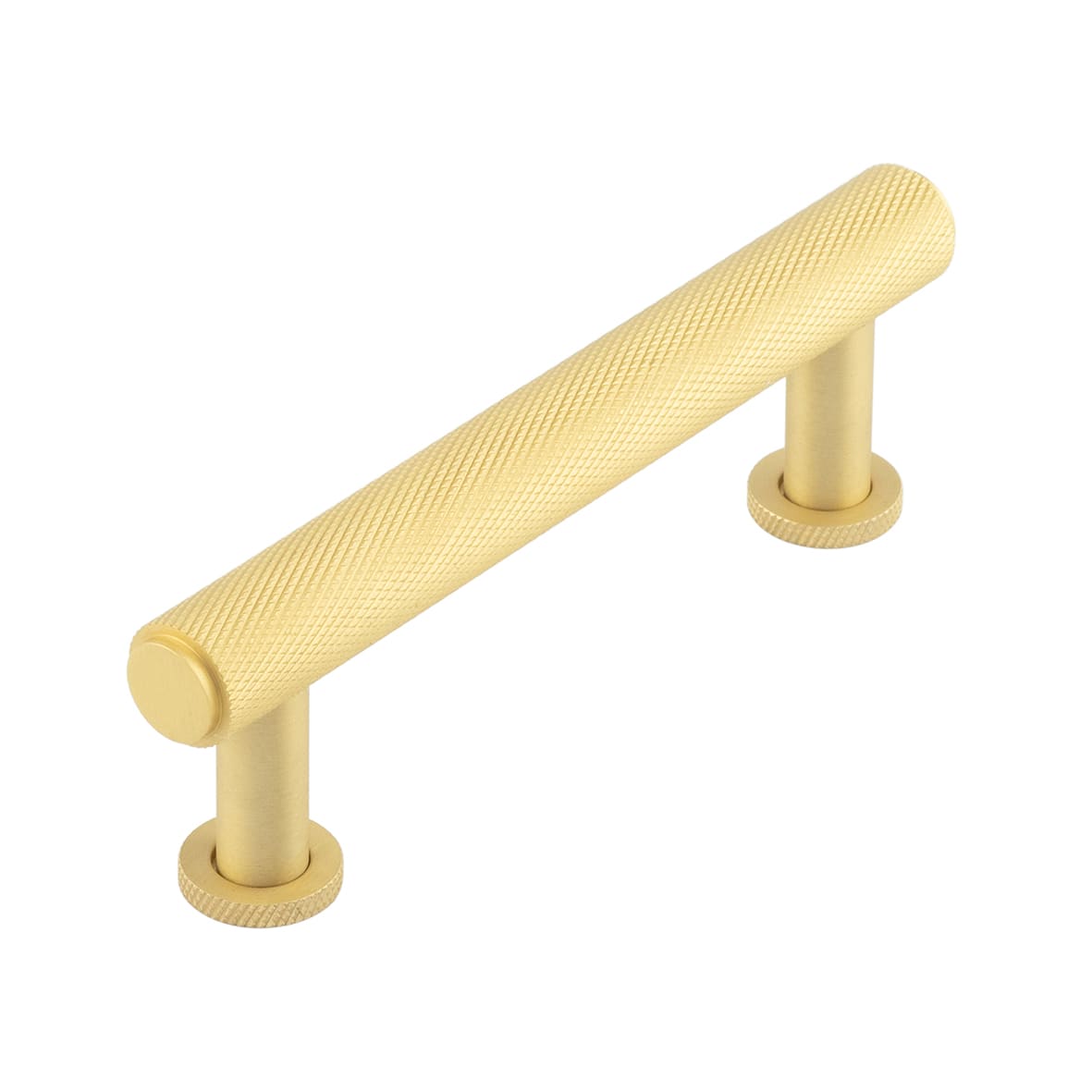 Piccadilly 15mm Knurled T-Bar Cabinet Pull Handle - 96mm c/c - Satin Brass