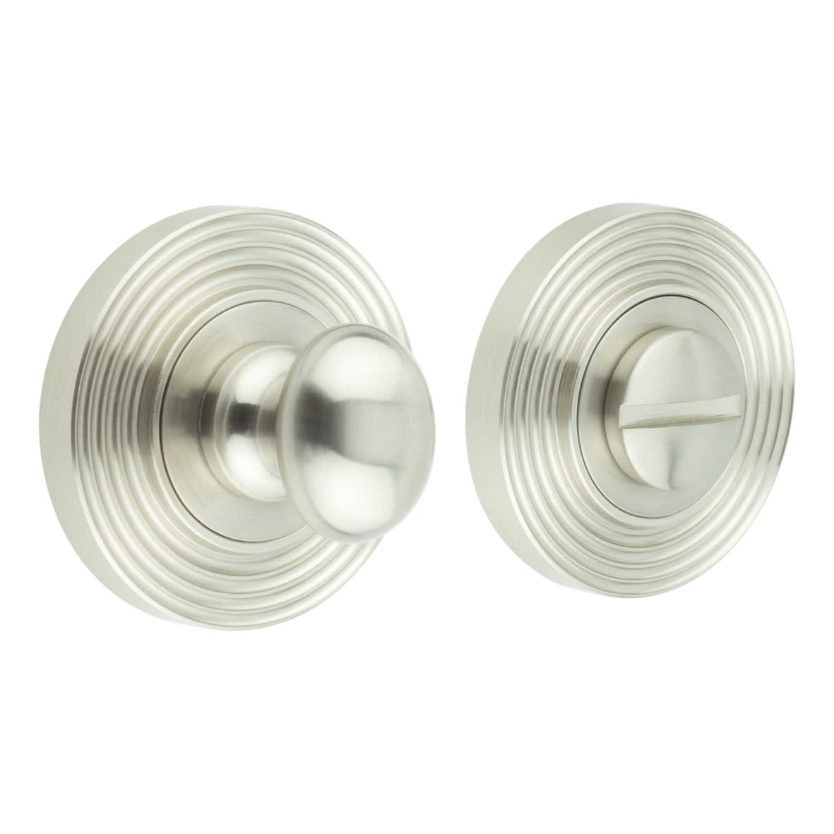 Inner 1 Turn & Release with Reeded Rose - 47mm Diameter - Satin Nickel