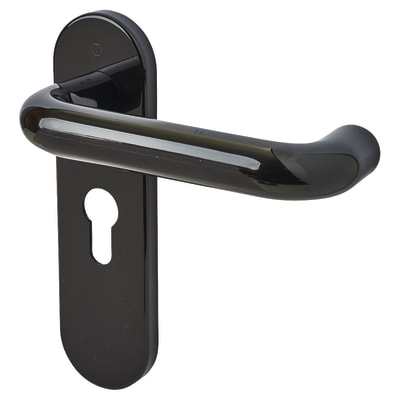 Ebony Black Nylon Steel Core Euro Lock Door Handles - 47.6mm c/c - Paris Range