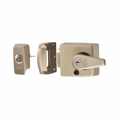 BS 3621:2007 Double Locking Nightlatch - 60mm Backset - Satin Nickel Case/Cylinder