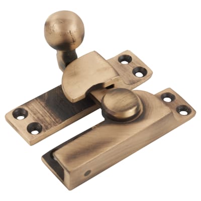 Quadrant Arm Sash Window Fastener - 69 x 20mm - Antique Brass