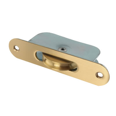 Radius Axle Sash Window Pulley - 44mm Curved Metal Wheel - Satin Brass